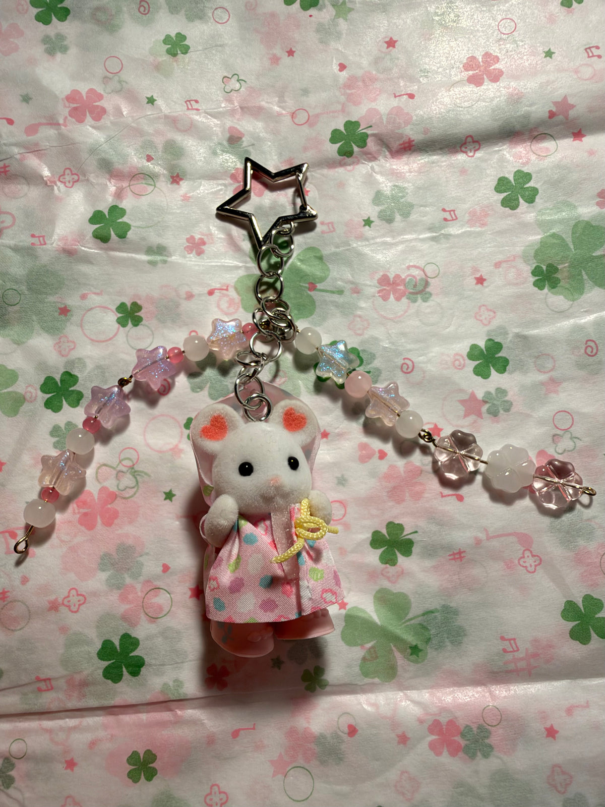 Calico critter Keychain - Rainy day duo (mouse)